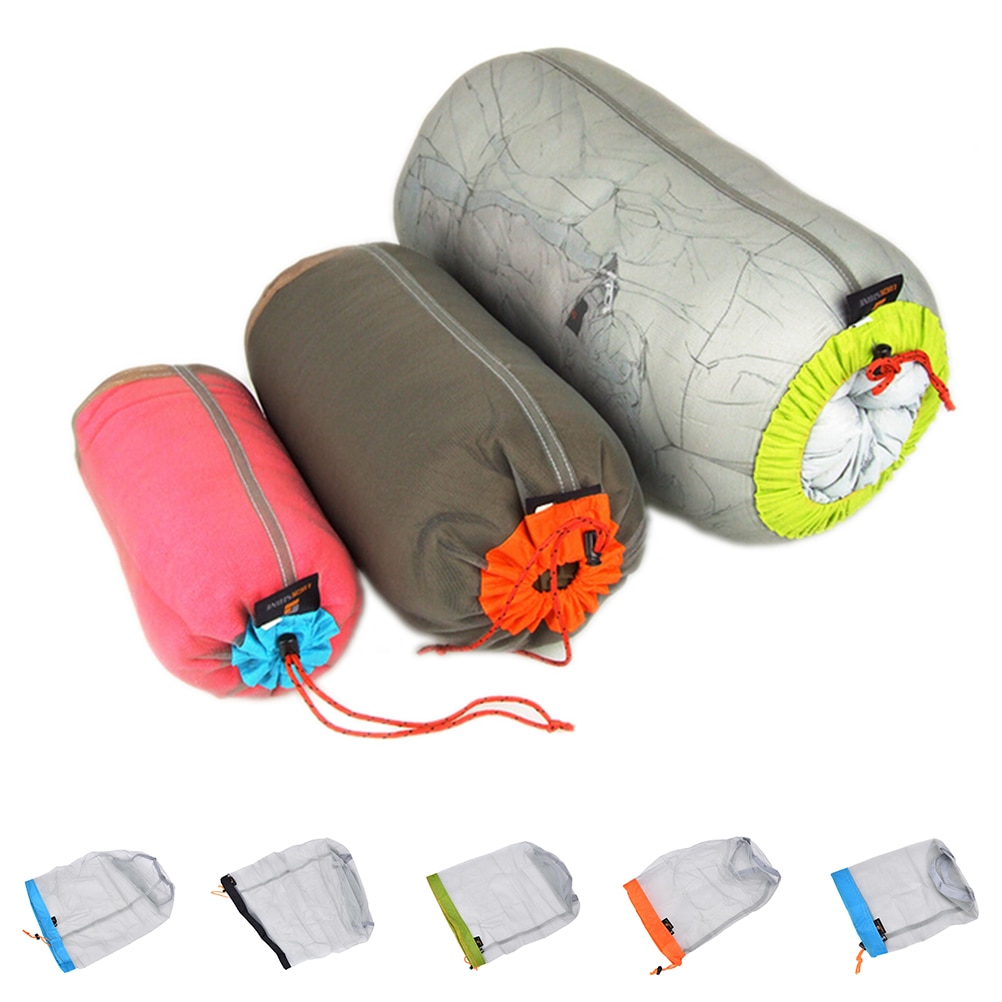 Outdoor Bag Ultralight Mesh Stuff Sack Camping Sports Drawstring Storage*Ba  xl